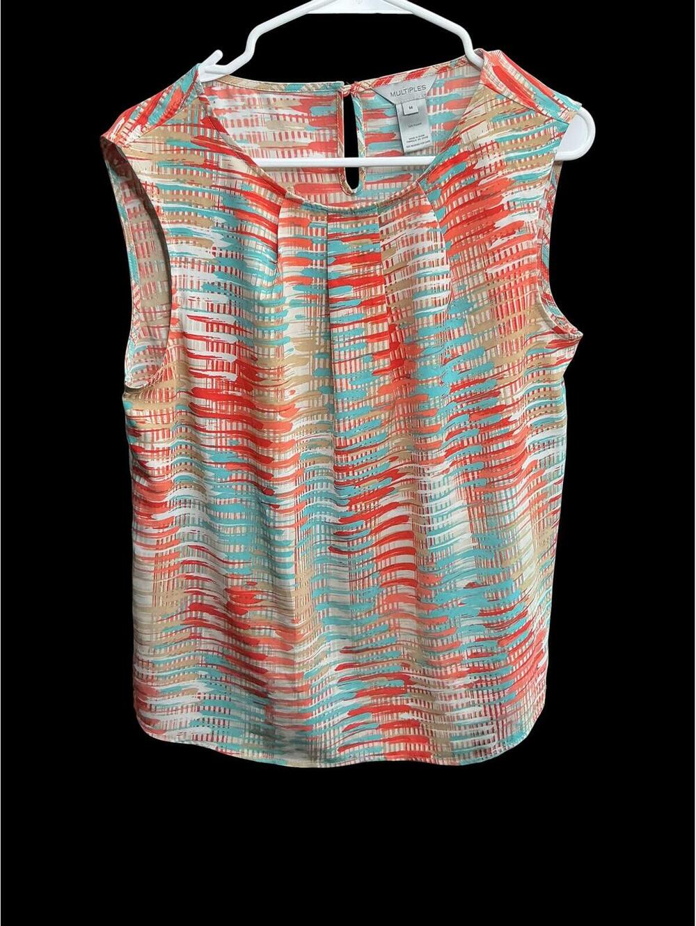 Multiples Vibrant Lightweight Abstract Sleeveless Blouse M